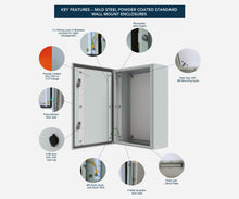 Load image into Gallery viewer, X15 Orange Powder Coated, Galvanised Mild Steel Enclosure 400Hx300Wx200D - 1.5mm
