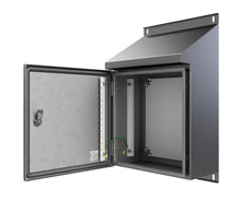 Load image into Gallery viewer, 30Deg Sloping Roof 316L Stainless Steel Enclosure 400Hx400Wx200D - 1.5mm
