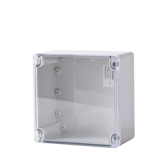 Load image into Gallery viewer, Polycarbonate Enclosure 160x160x90 Grey Base with Transparent Lid IP65
