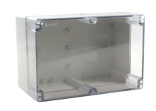 Load image into Gallery viewer, Polycarbonate Enclosure 240x160x130 Grey Base with Transparent Lid
