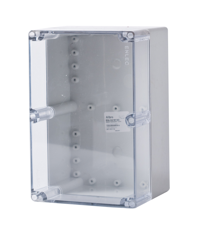 Polycarbonate Enclosure 240x160x130 Grey Base with Transparent Lid