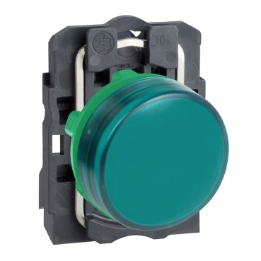 Schneider XB5AVB3 - Pilot light, plastic, green, 22mm, plain lens with integral LED, 24 V AC/DC