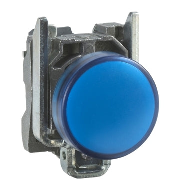 Schneider XB4BVB6 - Pilot light, metal, Blue, 22mm, plain lens with integral LED, 24 V AC/DC