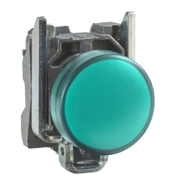 Schneider XB4BVM3 - Pilot light, metal, Green, 22mm, plain lens with integral LED, 230...240 VAC