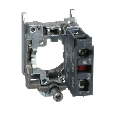 Schneider ZB4BZ102 - Single contact block with body/fixing collar, metal, screw clamp terminal, 1 NC