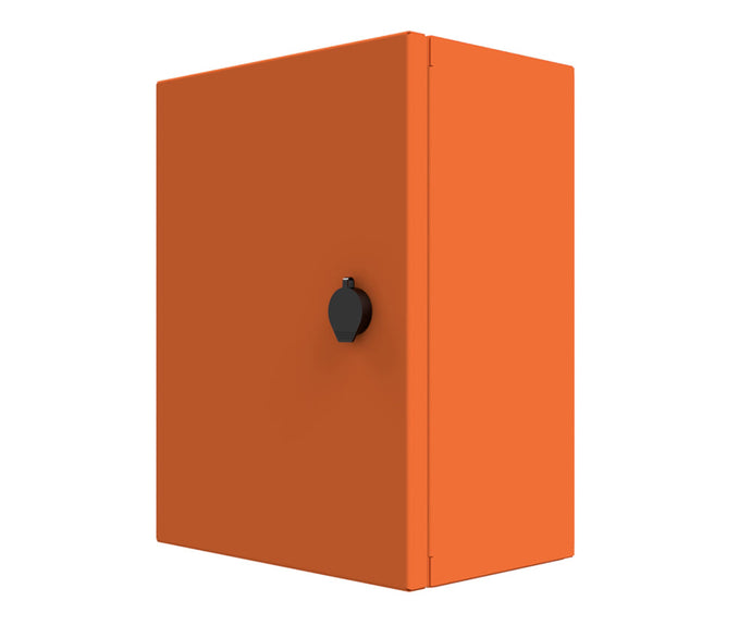 X15 Orange Powder Coated, Galvanised Mild Steel Enclosure 400Hx400Wx200D - 1.5mm