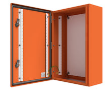 Load image into Gallery viewer, X15 Orange Powder Coated, Galvanised Mild Steel Enclosure 600Hx400Wx200D - 1.5mm
